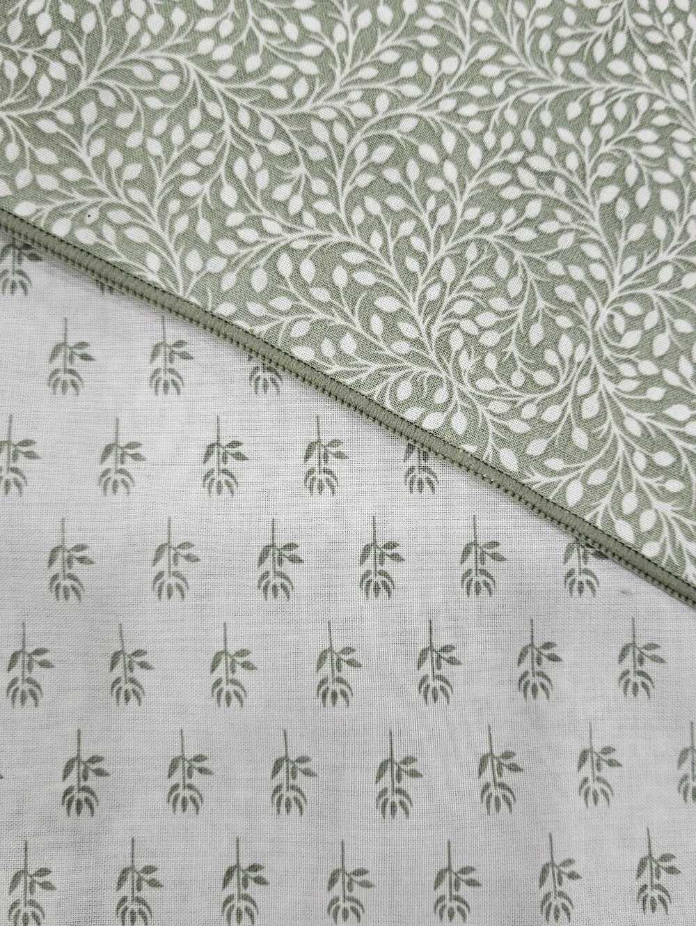 Dorma UK Green Cream Micro Floral Leaf FULL Duvet Cover Cotton Blend Lighweight